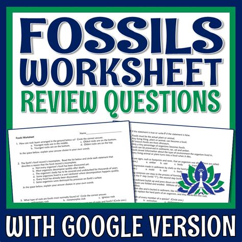 Fossils Worksheet - Flying Colors Science