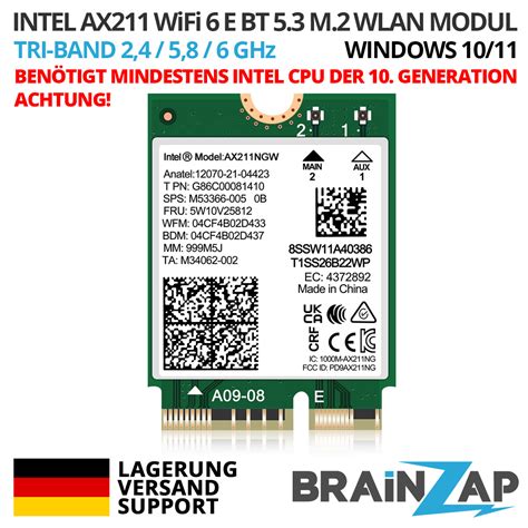 M 2 NGFF WLAN Intel AX211 NGW WiFi 6 E 3000 Mbps 802 11ax BT5 2