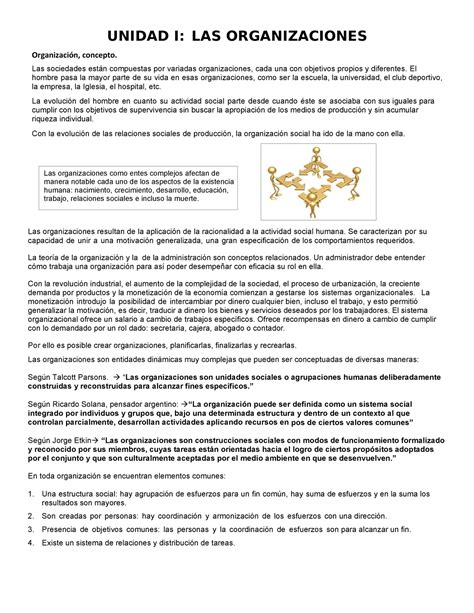 Unidad I Notas De C Tedra Unidad I Las Organizaciones Organizaci N