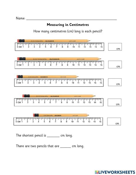 Measuring Length Cm Worksheet Live Worksheets Worksheets Library