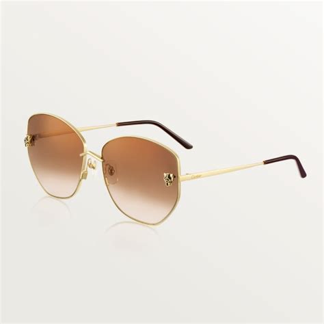 Cresw Panth Re De Cartier Sunglasses Smooth Golden Finish