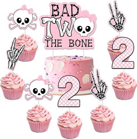 Bad Two The Bone Party Decorations Cake Topper Rock And Roll 2nd