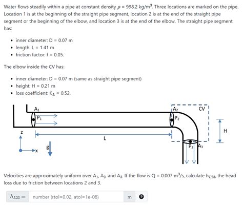 Solved Water Flows Steadily Within A Pipe At Constant Chegg