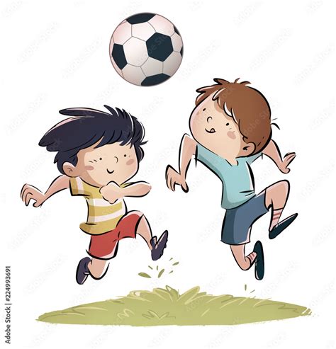 niños jugando a futbol Stock Illustration Adobe Stock