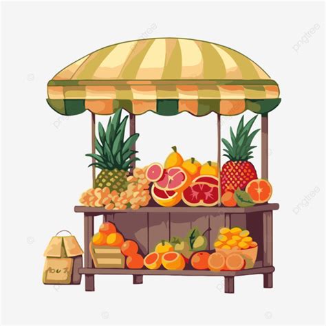 Fruit Stand Vector Sticker Clipart Fresh Fruit Stand Illustration