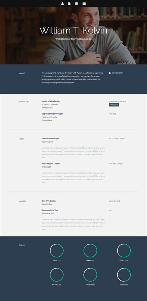 38 Html5 Resume Templates Free Samples Examples Format Download