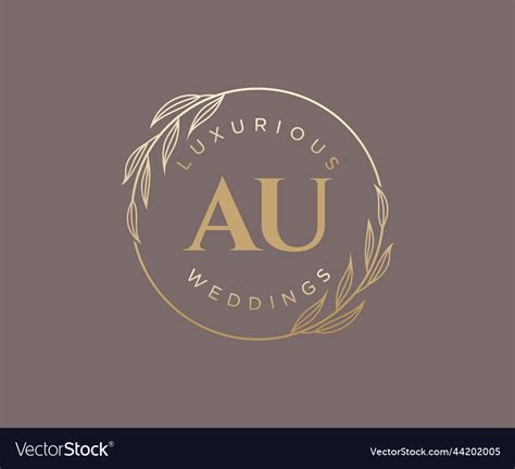 Au Initials Letter Wedding Monogram Logos Vector Image