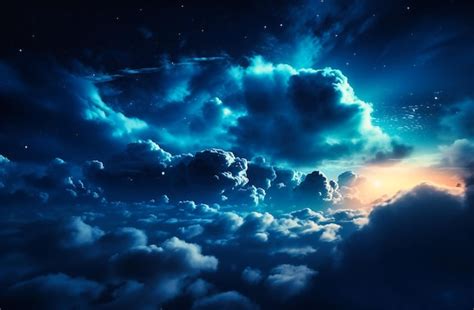 Premium Photo | The clouds are shown on a blue night sky