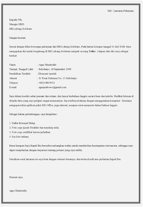 Detail Contoh Surat Lamaran Bank Bri Koleksi Nomer