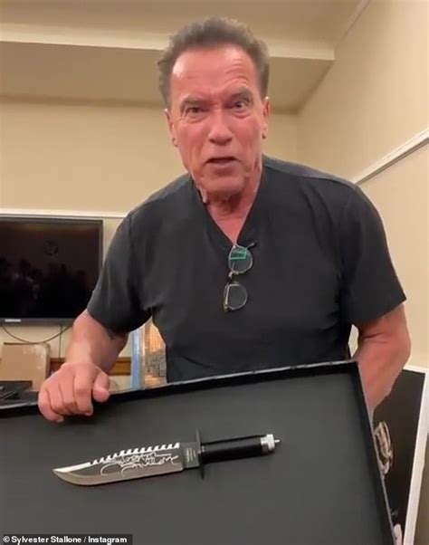 Arnold Schwarzenegger Shows Off His Large Knife While Poking Fun At