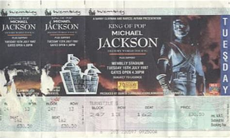 Michael Jackson History World Tour UK Concert Ticket 304387