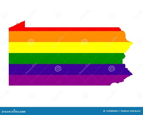 Pennsylvania Map With Lgbt Flag Stock Vector Illustration Of Orange