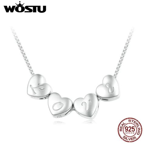 WOSTU Mini Breloque Lettre D Amour En Argent Regard 925 Perle De Coeur