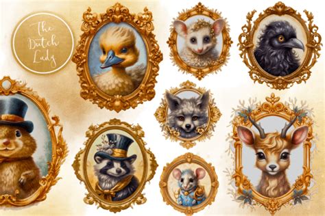 Victorian Animal Portraits Clipart Set Graphic By Daphnepopuliers