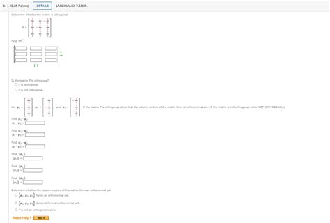 Solved Determine Whether The Matrix Is Orthogonal Chegg