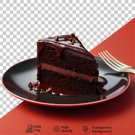 Fatia De Bolo De Chocolate Em Um Prato Isolado Em Fundo Transparente