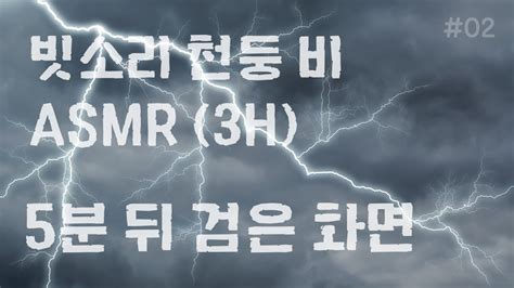 잠 잘오는 숙면 빗소리 5분 뒤 검은 화면 3h 🎵 수면유도 백색소음 빗소리 Asmr 빗소리 천둥 비 Rain