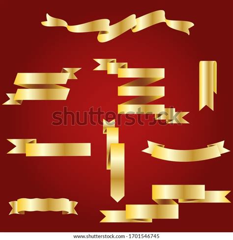 Gold Ribbon Set Isolated Celebration Winner Stock Vector Royalty Free 1701546745 Shutterstock