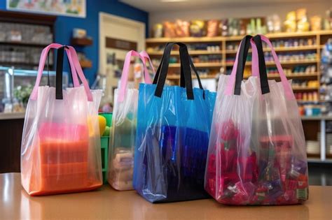 Premium Ai Image Reusable Shopping Bags Next To Plastic Ones Created