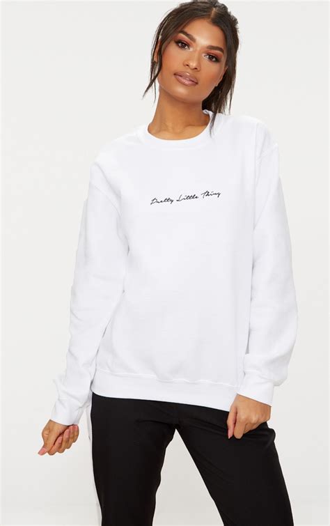 Prettylittlething White Oversized Basic Sweatshirt Sweat