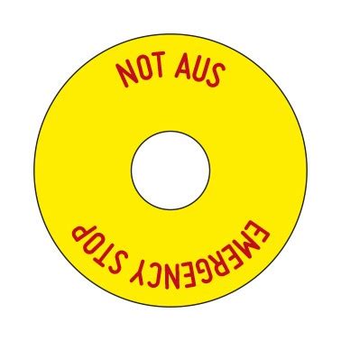 Aufkleber NOT AUS rund | gelb · rot