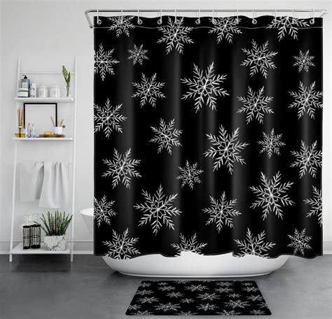 Inpercust Winter Wonderland Snowflake Shower Curtain For Festive