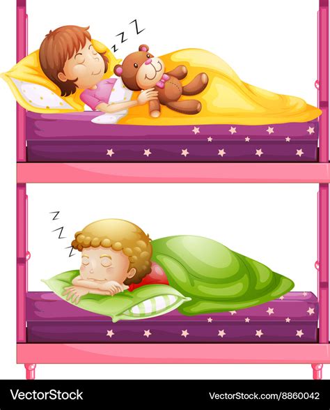 Kids Sleeping In Bunkbed At Night Royalty Free Vector Image