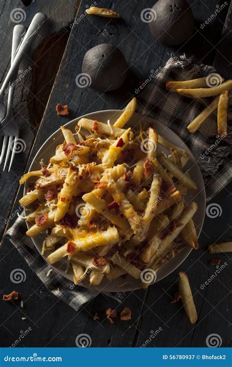 Homemade Salty Cheese French Fries Stock Image Image Of Sauce Bacon