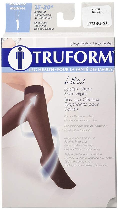 Truform Compression Stockings Mmhg Sheer Knee High Beige Xl