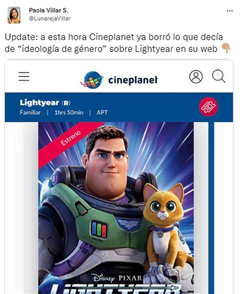 Cineplanet y su polémica advertencia sobre la película Lightyear