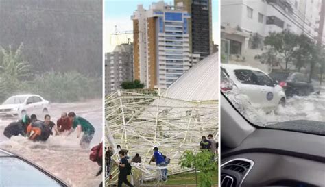 VÍDEO Chuva arrasta motociclista derruba decoração do Natal do Bem e