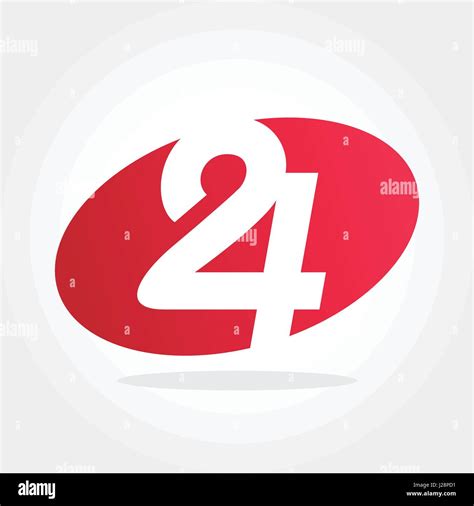 Red Number 24 On White Background Design Illustration Stock Vector