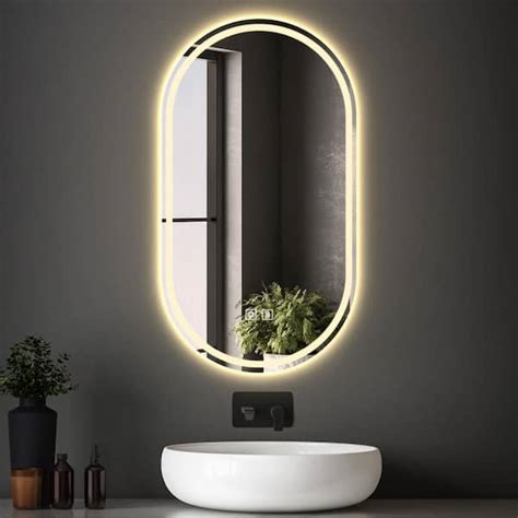 Yulika In W X In H Oval Frameless Wall Colors Led Bathroom