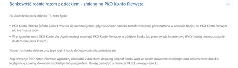 Bankowo Ro Nie Razem Z Dzieckiem Zmiana Na Pko Konto Pierwsze