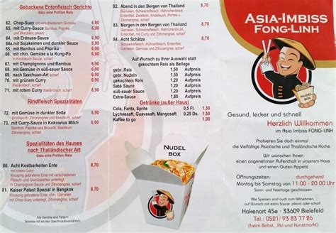 Menu Au Asia Imbiss Fong Linh Pub Et Bar Bielefeld