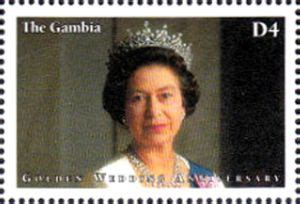 Stamp Queen Elizabeth II Prince Philip 50th Wedding Anniv Gambia