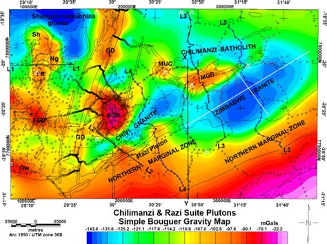 Simple Bouguer Gravity Anomaly Map For The South Central Zimbabwe