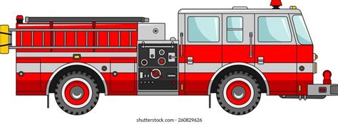 Vector Illustration Fire Engine Cartoon Stock Vector Royalty Free