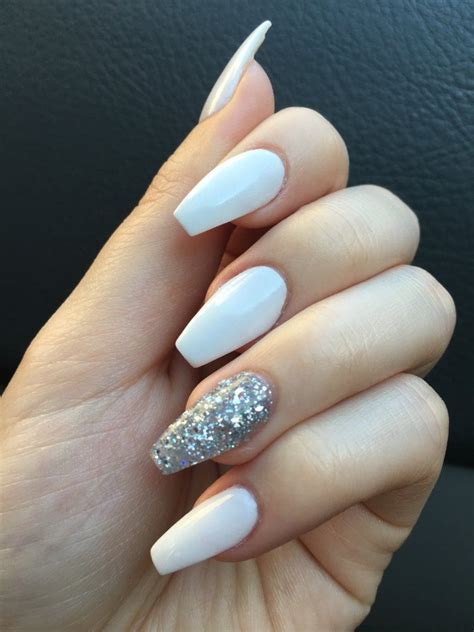 Nexgen White And Glitter Coffin Nails Yelp White Acrylic Nails