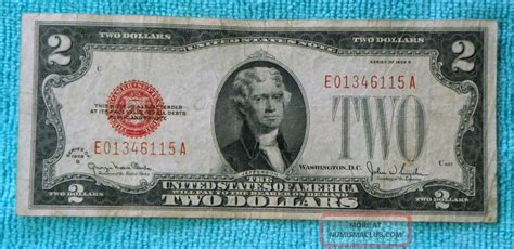 1928g $2 Two Dollar Red Seal Note Bill Ea Block - Rs17