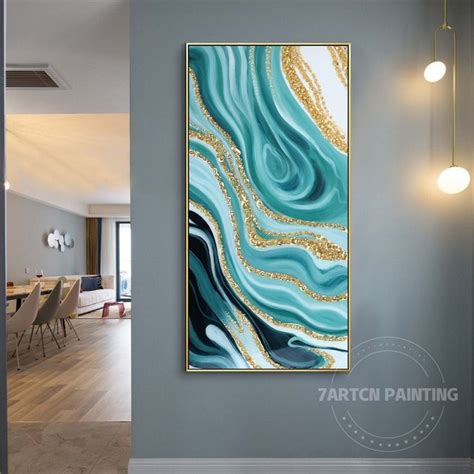 Teal Resin Geode Wall Art Abstract Framed Wall Art Epoxy Resin Geode