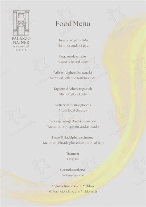 Menu At Terrazza Nainer Pub Bar Rome