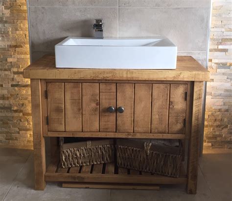 Rustic Chunky Solid Wood Bathroom Washstand Vanity Sink Unit Etsy