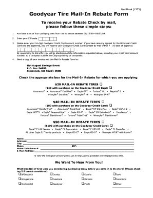 Fillable Online Webflex Goodyear Tire Mail In Rebate Form Fax