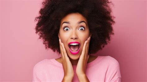 Premium Photo Surprised Young Woman Shouting Over Pink Background Wow