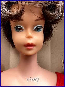 Vintage Barbie Doll Brunette Bubble Cut Red Swimsuit Box Liner