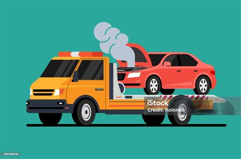 Car Tow Truck Accident Roadside Assistance Broken Car Smoke Crash