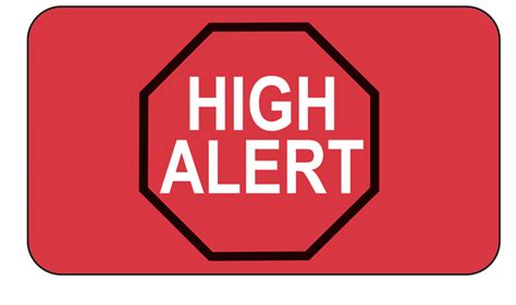 High Alert Labels 10ea Iso Med Inc