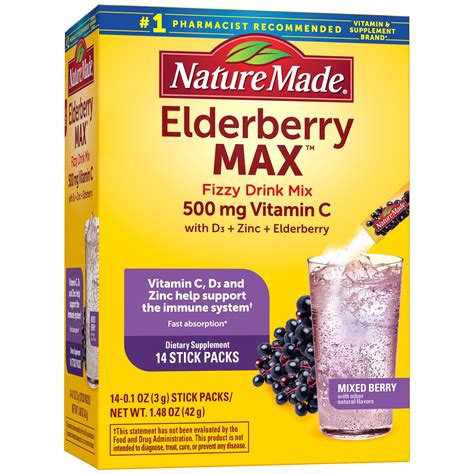 Nature Made Elderberry Max Fizzy Drink Mix 14 Count