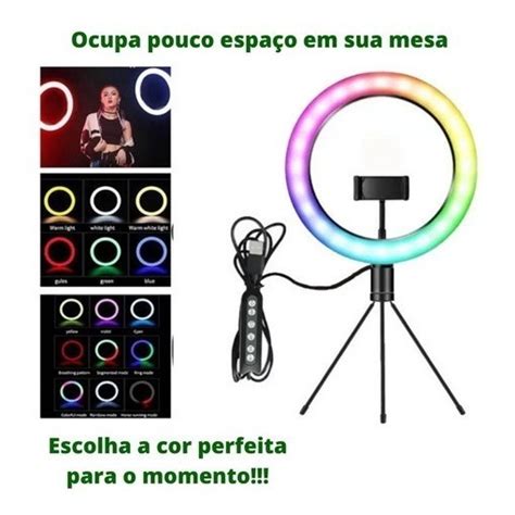 Kit youtuber ring light tripé suporte selfie iluminação led iluminador